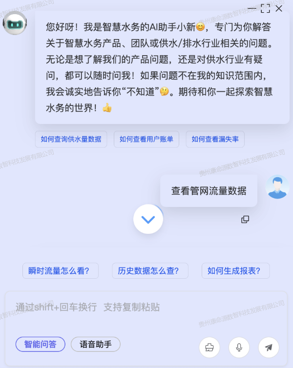 康命源数字孪生管网解决方案-智能助手